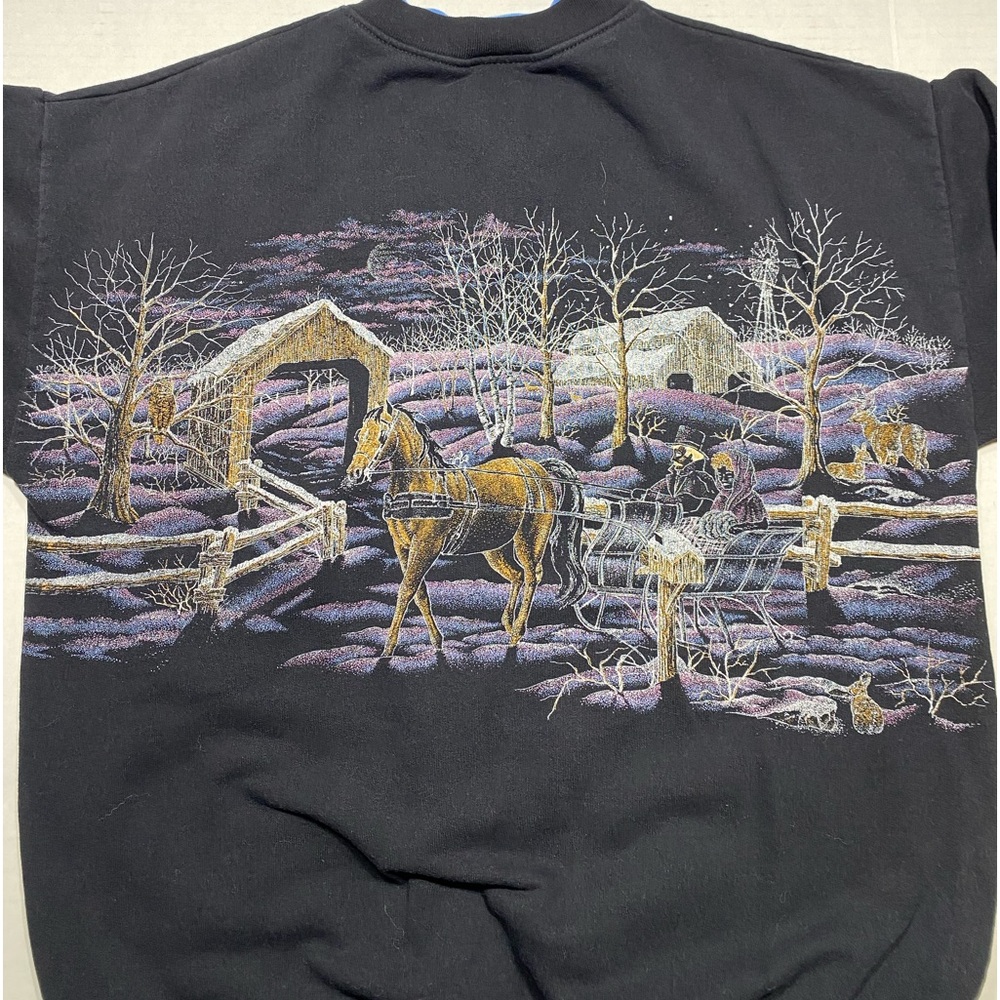 Vintage Artisans Sunchein Sweatshirt Winter All Over Print Large Made In USA